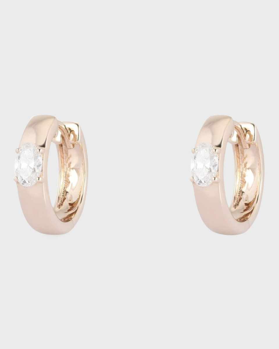 Oval Diamond Earrings in 14k Yellow Gold